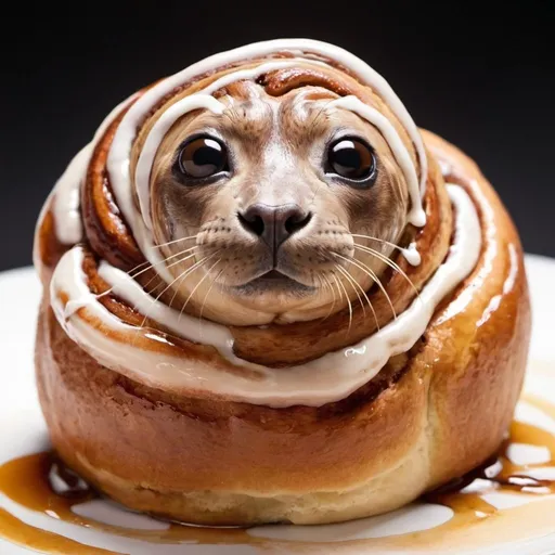 Prompt: Seal the singer morphed into a cinnamon bun