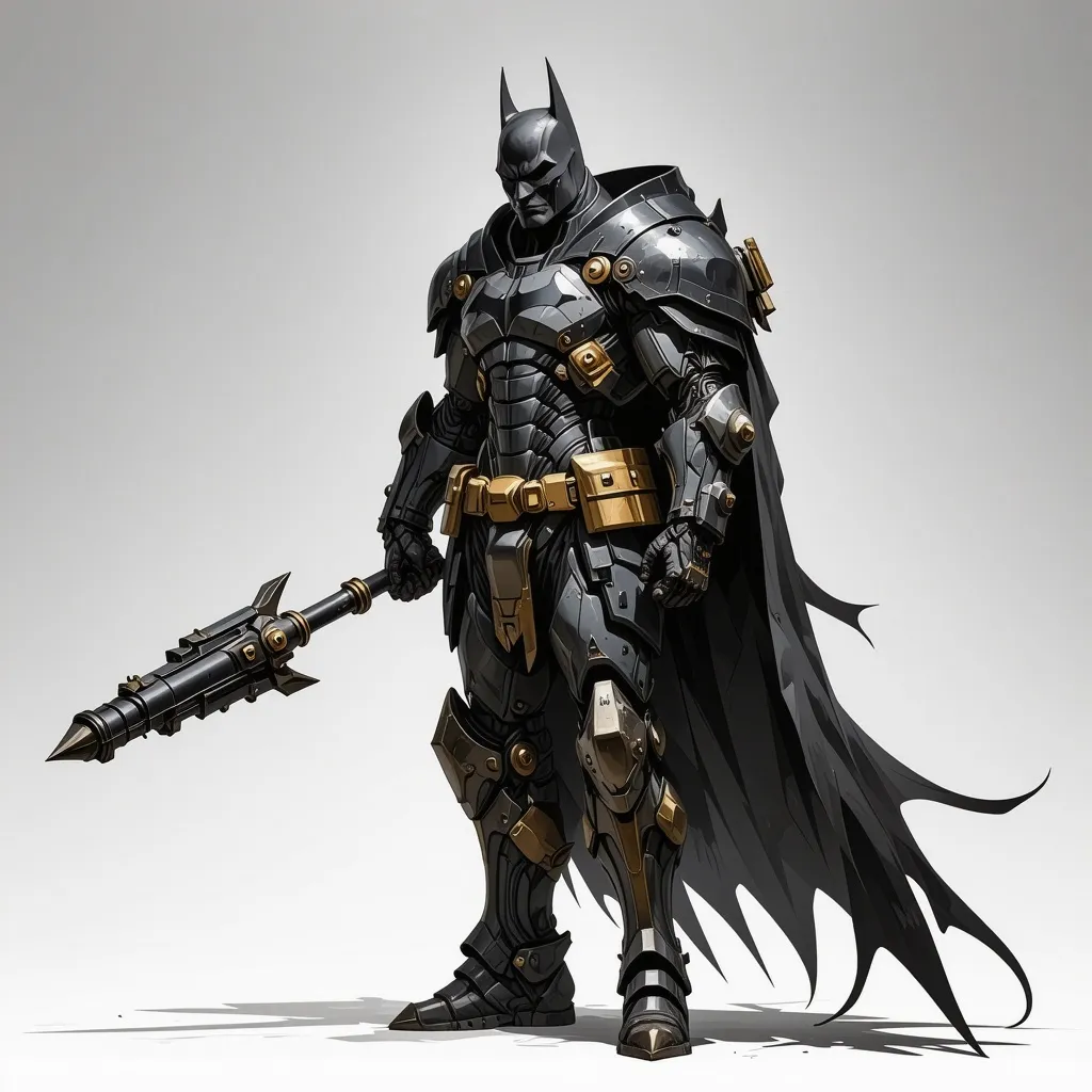 Prompt: a warhammer techpriest as batman. looks more like a techpriest.