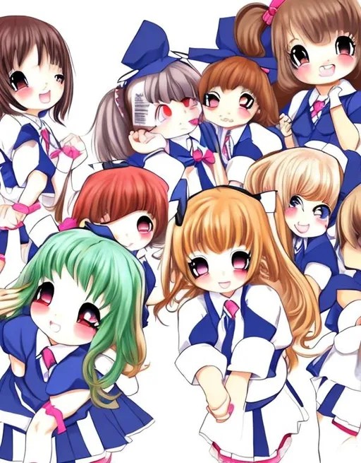 Prompt: Cute anime schoolgirls