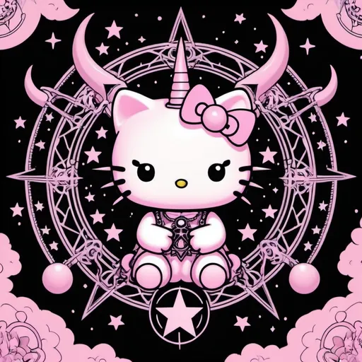 Prompt: hello kitty baphomet kawaii satanic