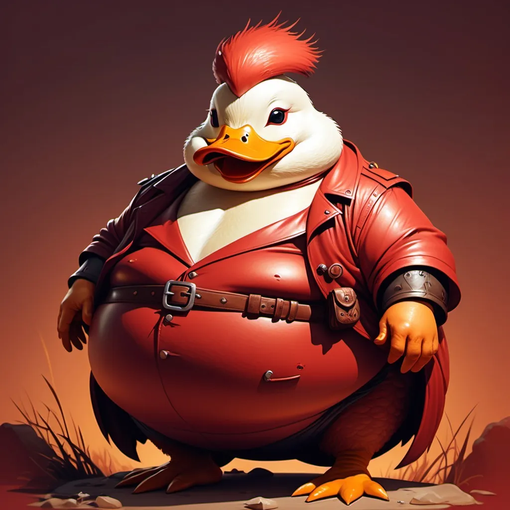 Prompt: fat body duckman red , fantasy character art, illustration, dnd, warm tone