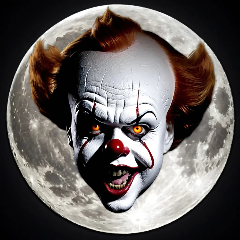 Prompt: Make a full moon with Pennywise's face in it