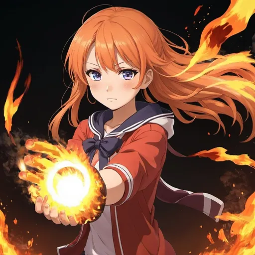 Prompt: A anime girl getting her fire powers