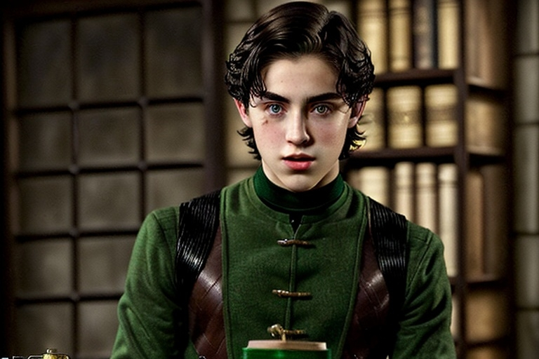 Prompt: Theodore Nott from Harry Potter series... Young man in his 18-20, Short dark hair, clean face, intense light hazel eyes and very narrow eyebrows, bold lips, Slytherin house, skinny but bold body build