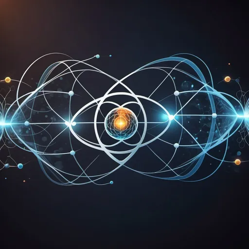 Prompt: Create a unique image representing quantum science and technology in a horizontal format