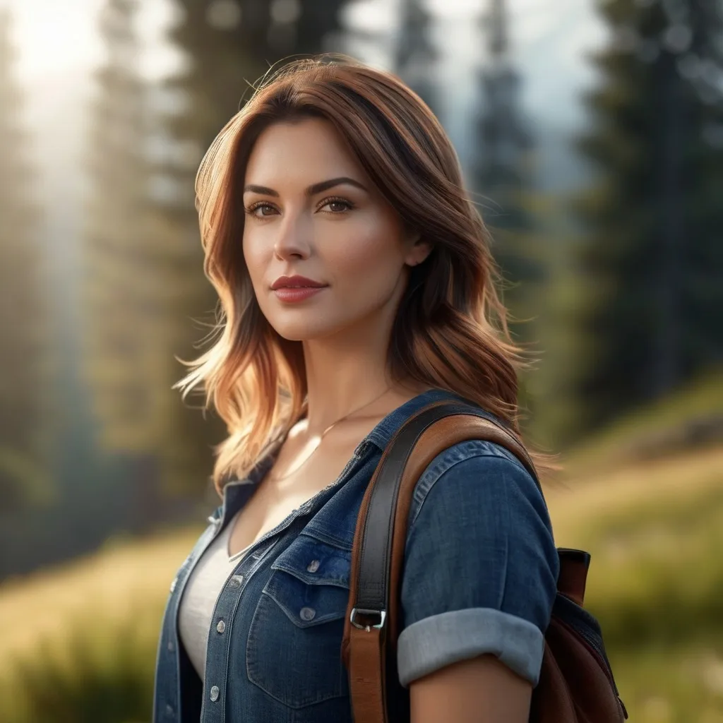 Prompt: I would like to have an outdoor hyper realistic full face portrait photo of a beautiful swiss woman wearing casual clothes standing in the nature, using sony camera, natural light and blur background. Concept art in 4K symmetrical portrait, in-focus, trending in artstation, cgsociety, 8k post-processing highly detailed, dramatic, moody lighting, characters 8K symmetrical, artstation, cinematic lighting, intricate details, 8k detail post processing--no dof --uplight:1.2), portrait, high detail, realistic, hyperrealistic, premium quality, digital painting, concept art, artistic, portrait