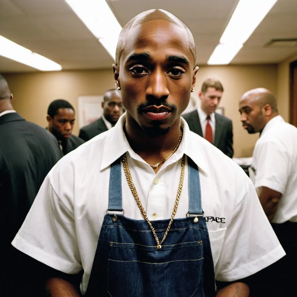 Prompt: tupac with a job