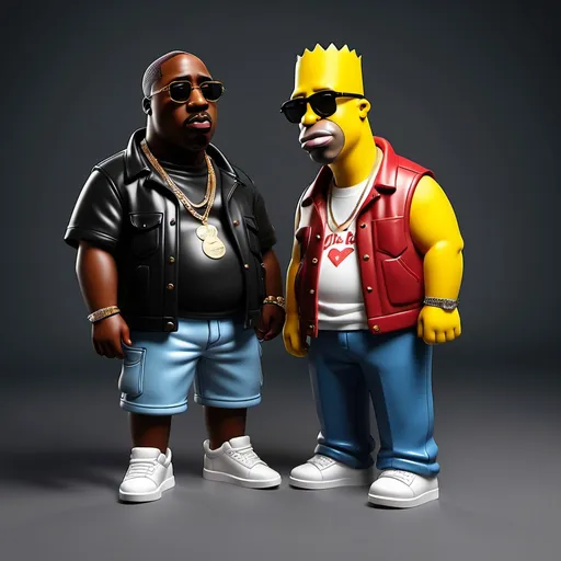 Prompt: 2 pac and biggie smalls 
 as a 3d simpsons 