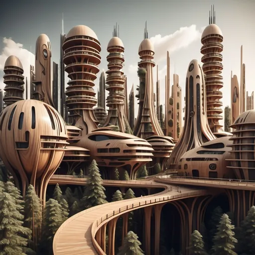 Prompt: Future city in wood style