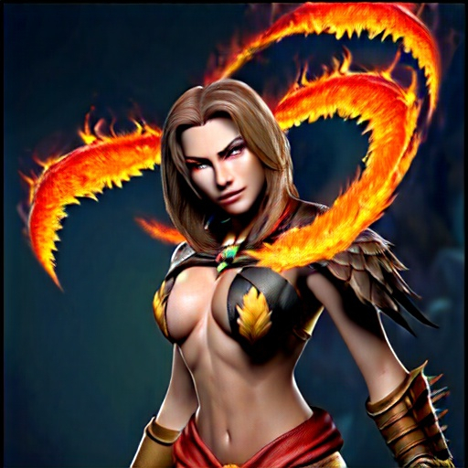 Prompt: synergy of flames that made up a strong chest out female phoenix elegant but strong  hawk or eagle crossbreed 