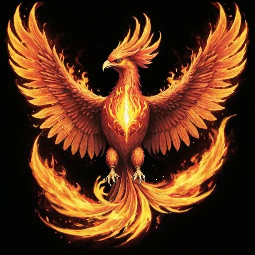 Prompt: Phoenix rising up fully flamed