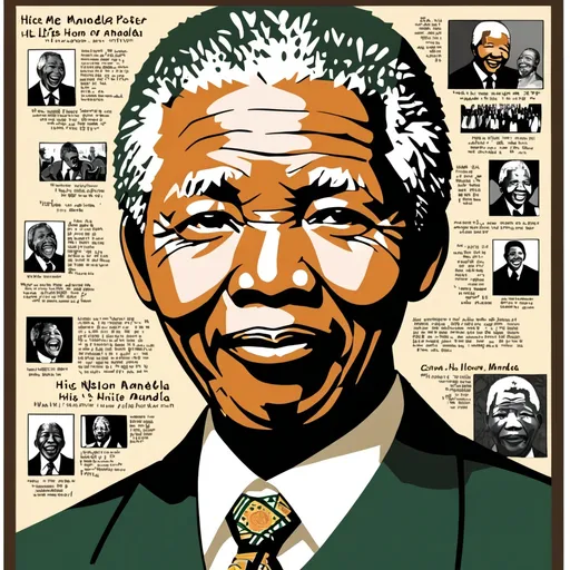 Prompt: fais moi un posterpour présentateur nelsone mandela ( ca vie , son combat , ou un autre fais marquan de son histoire