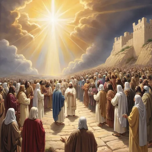Prompt: And then shall they assist my people that they may be gathered in, who are scattered upon all the face of the land, in unto the New Jerusalem. 25 And then shall the power of heaven come down among them; and I also will be in the midst