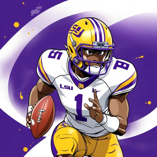 Prompt: LSU football podcast splash page in an anime style