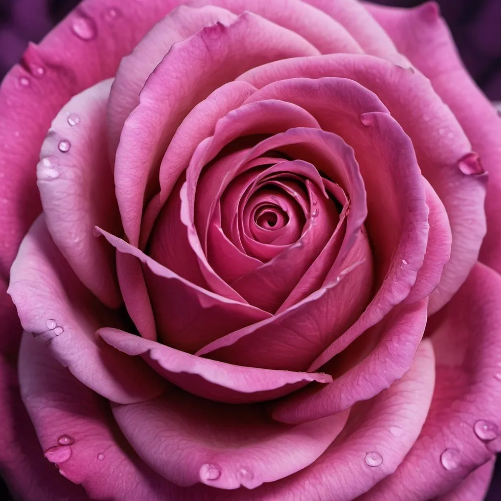 Prompt: a close-up on a rose with deep pink and purple shades to make it look 3d