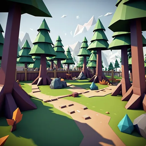 Prompt: create a low poly game environment for battle ground game  