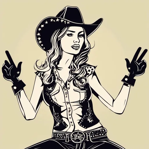 Prompt: cowgirl clipart rockstar hands

 

