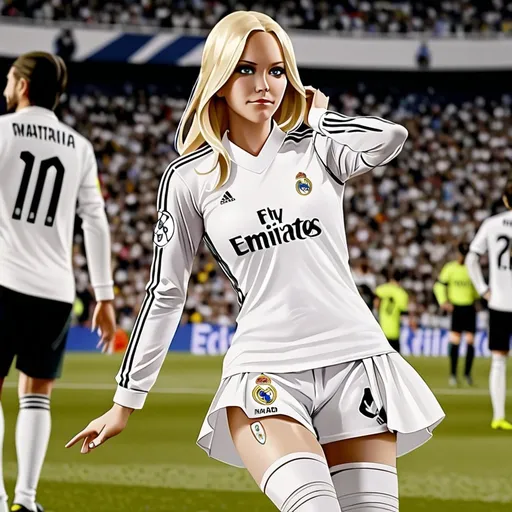 Prompt: Emma Frost with Real Madrid 
