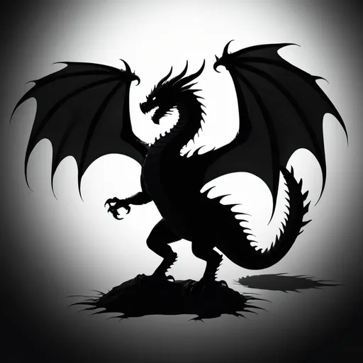 Prompt: dragon silhouette with wings and claws
