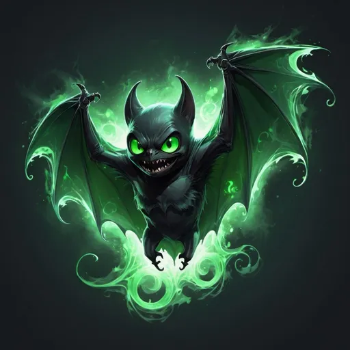 Prompt: transparent magic ghostly black bat, two green kind eyes, green ghostly swirls all around , masterpiece, Character Design art. Concept Art. Digital Art. 4k HD. Trending on artstation. 