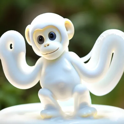 Prompt: bipedal monkey made out of white slime