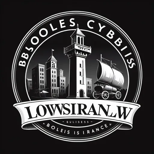 Prompt: a black and white logo for a business that sells items to the public and is also a business name, Boleslaw Cybis, lowbrow, logo, concept art

INSURANCE TOWN words
