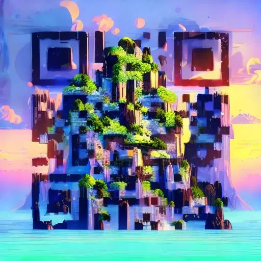 Prompt: A magnificent floating island in the sky above the sea, defying gravity, floating and flying island, waterfall, epic lighting, epic composition, highly detailed