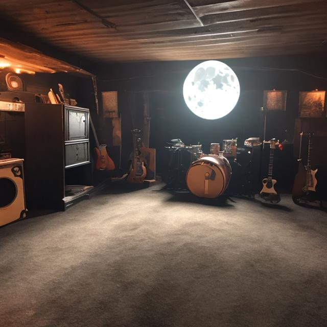 Prompt: the moonlight basement