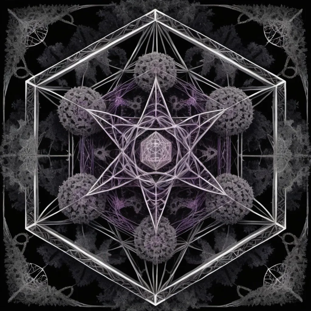 Prompt: intricate dark forest psychedelic geometry encapsulated within metatrons cube