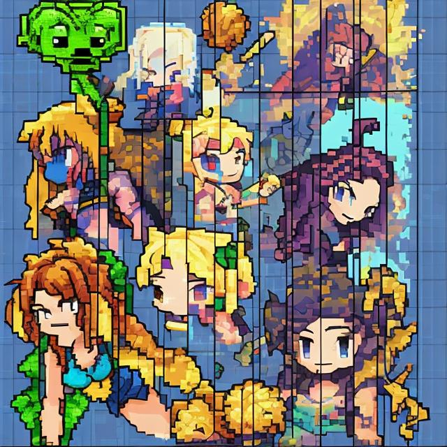 Prompt: pixel art girl adventure