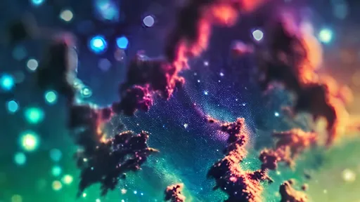 Prompt: tilt shift effect on galaxy with epic colorful stars