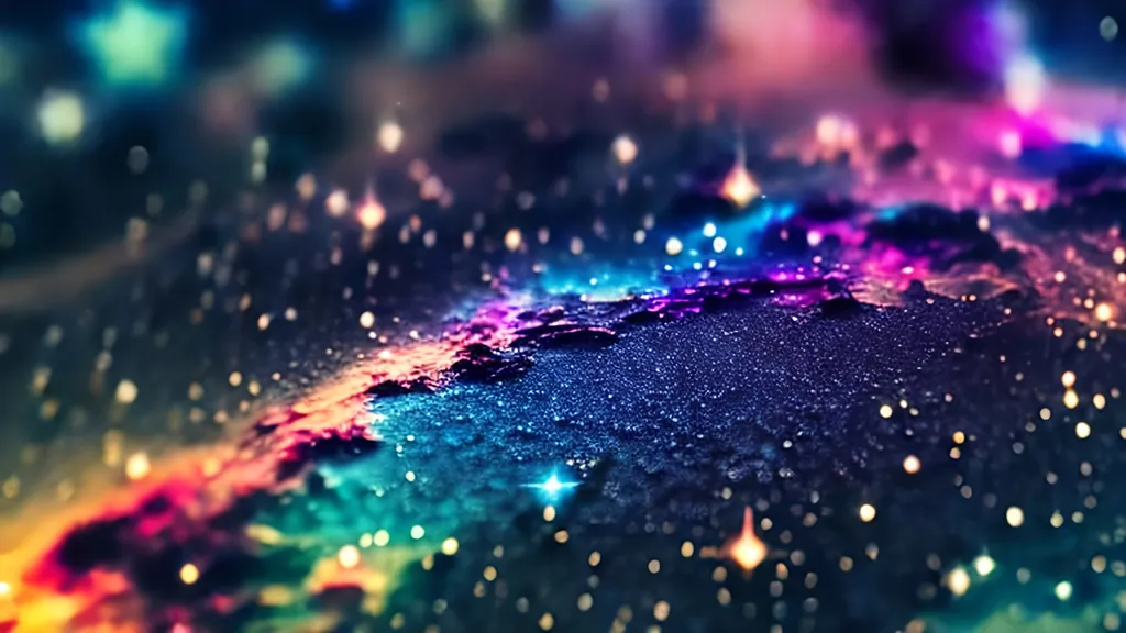 Prompt: tilt shift effect on galaxy with epic colorful stars