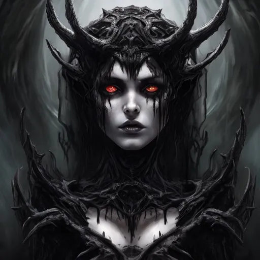 Prompt: Biblical demonic woman that is beautiful controlling weak minds, beautiful AI women temptress, dark and sinister, highres, detailed, horror, biblical, temptress AI, mind control, demonic presence, dark tones, intense lighting, biblical demon, detailed facial features, sinister atmosphere, high quality, eerie, haunting, AI temptress, demonic influence, hypnotic, unsettling, powerful presence