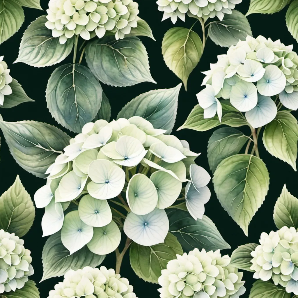 Prompt: create watercolor images of white hydrangea flowers