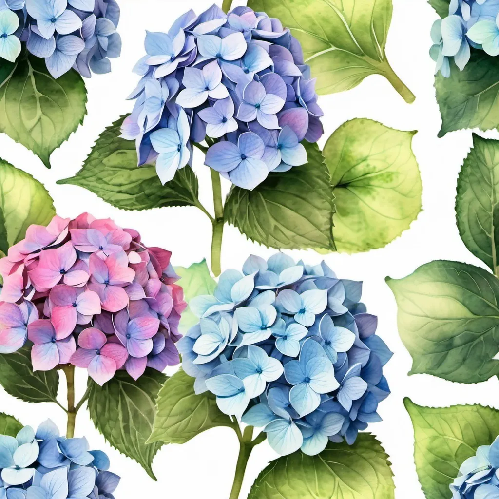 Prompt: create watercolor images of hydrangea flowers