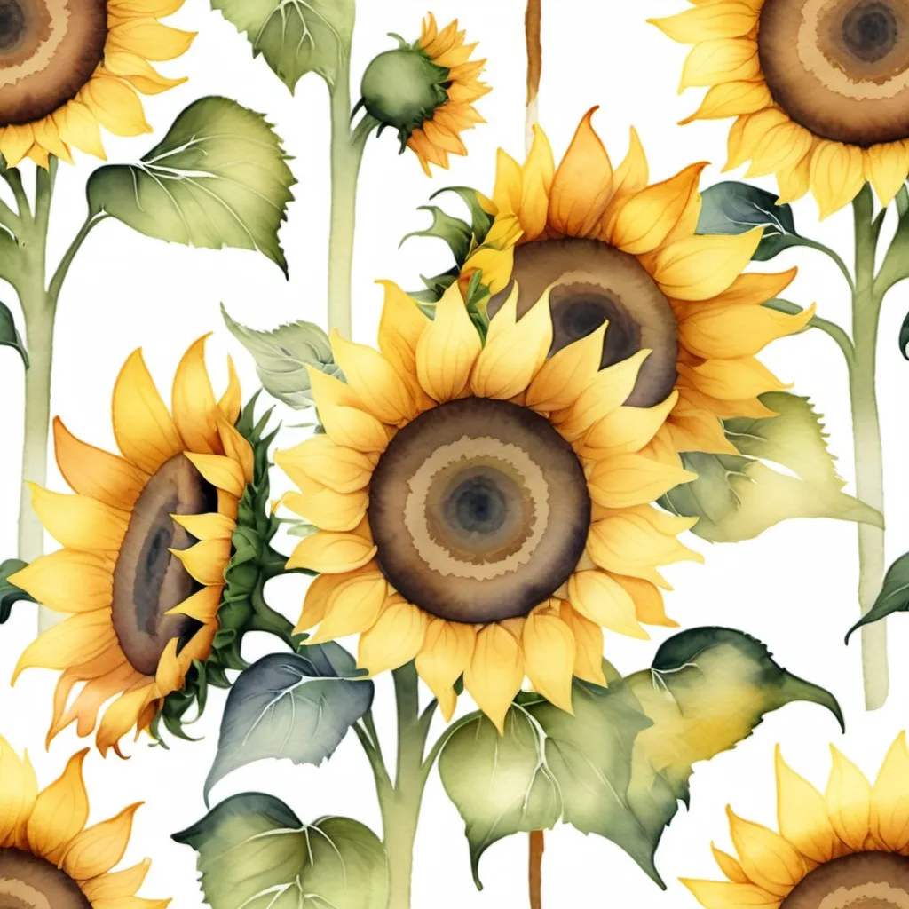 Prompt: create watercolor images of sunflowers