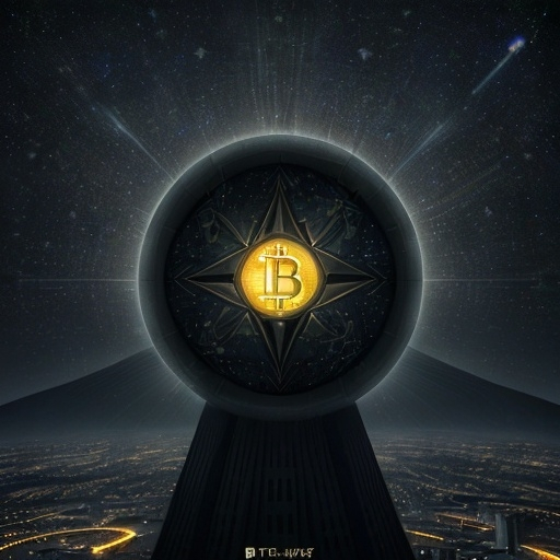 Prompt: Bitcoin concrete vault building fortress, (futuristic architecture), styled with black shades and Bitcoin symbols (pure gold), scattered at different levels, enveloped by a mysterious electromagnetic field, set on a celestial planet, (technological aura), (highly detailed), (intricate designs), serene yet powerful atmosphere, (4K ultra-detailed), vast starry space background, numerous distant galaxies shimmering in the darkness.