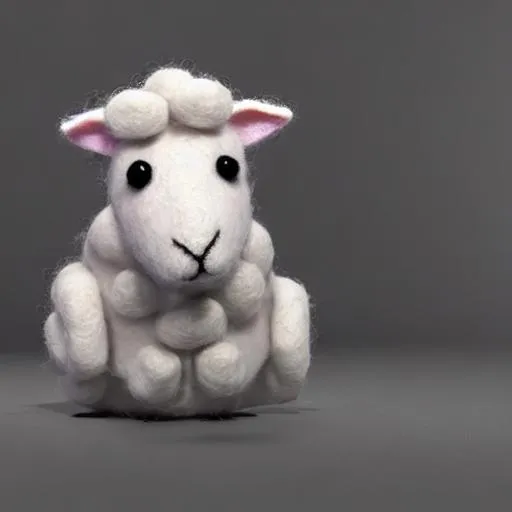 Prompt: tiny cute 3D felt fiber sheep, made from Felt fibers, a 3D render, trending on cgsociety, rendered in maya, rendered in cinema4d, made of yarn, square image