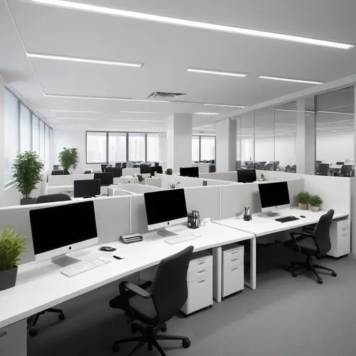 Prompt: create an example of modern office for white collar workers. 
