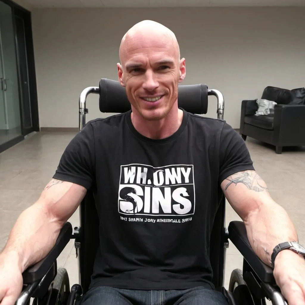 Prompt: jonny sins in a wheelchair