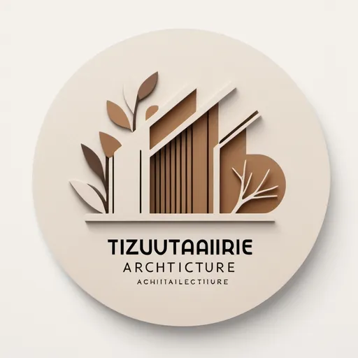 Prompt: create a logo for “ZIGURATES” that reflects sustainable architecture, furniture projects, hospitals and urbanism, with a soft touch, containing some furniture and in earthy tones.