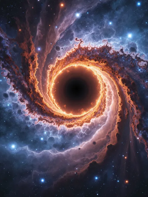 Prompt: breathtaking natural fractal, 4k wallpaper, striking galaxy, nebula, nebulae, black holes at edge level