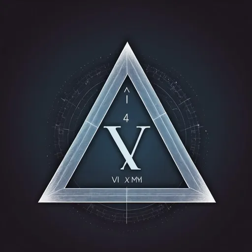 Prompt: Create a futuristic image featuring the date "XVI.VII.MMXIV" in Roman numerals arranged to form the silhouette of a triangle. The numerals should be stacked from the day's date at the top to the year's date at the base, with "XVI" at the apex, "VII" in the middle, and "MMXIV" at the bottom. Ensure there are no visible lines forming the triangle; only the numerals should create the triangular shape. The numerals must be fully visible and readable. The style should resemble hand-drawn, as if sketched with a gray pencil, giving the impression of a detailed sketch. The background should be a dark gradient with hints of blue and purple, giving a sense of depth and a futuristic atmosphere. The numerals should be clearly visible and well-spaced, creating a visually striking and cohesive triangle silhouette.
