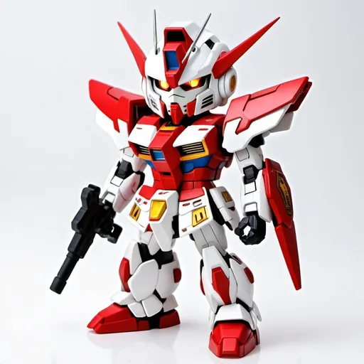 Prompt: A red chibi gundam white baground