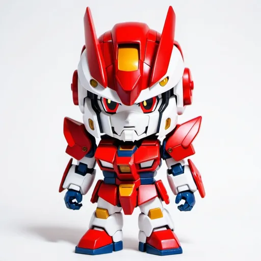 Prompt: A red chibi gundam white baground