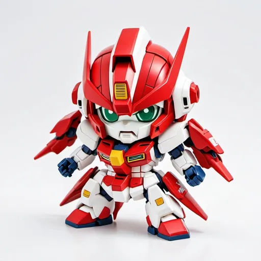 Prompt: A red chibi gundam white baground