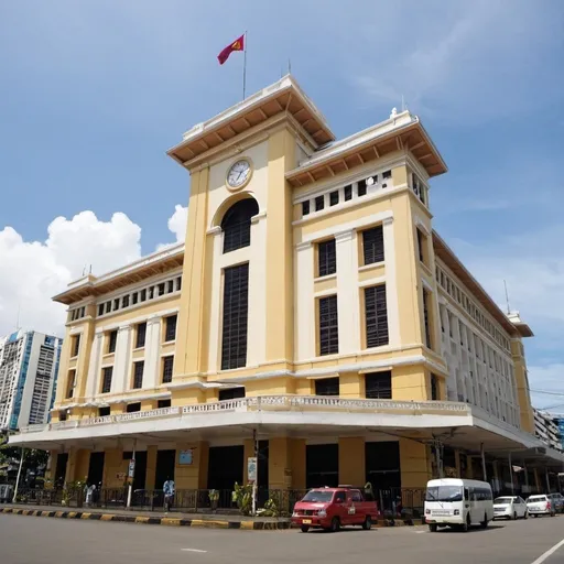 Prompt: Facade of Andres Bonifacio terminus once called tutuban station at Manila which is the starting point for the northwestern main line 