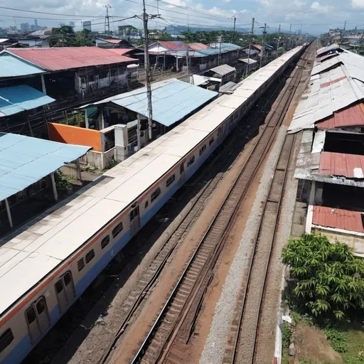 Prompt: 5th Avenue Station at Caloocan city along the north western main line circa August 2023