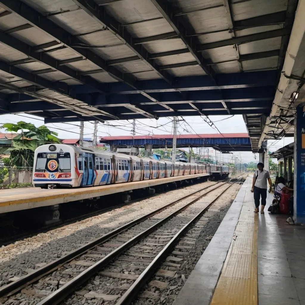 Prompt: Caloocan Station at Caloocan city Metro Manila along the north western main line circa August 2023