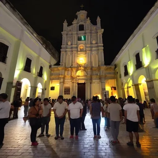 Prompt: Continuous masses at the San Agustin church intramuros on Todos Los Santos circa November 1 2023